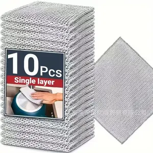 Steel Wool Cleaning Cloth, Silver Color Metal Wire Brush, Kitchen Dishwashing Towel, Oil-Resistant, Ideal for Washing Pots and Dishes