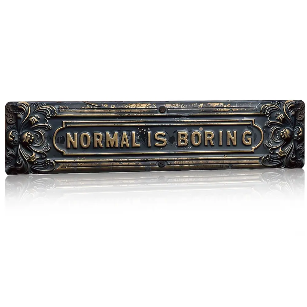 "Dramatic Exit" Aluminium Wall Metal Plaque, 4x16 in (10x40 cm) Novelty Decor, Humoristic Ornate Sign for Home, Entertainment Space Home Decoration