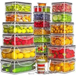 40 PCS Food Storage Containers with Lids Airtight (20 Containers & 20 Lids), Plastic Storage Meal Prep Container-Stackable 100% Leakproof & Microwave Organization and Storage Sets, Lunch Containers
