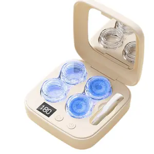 2026 NEW Ultrasonic Rechargeable Contact Lens Cleaner with Vanity Mirror - Portable Case for Hard & Soft Lenses, 2 Cleaning Modes, Daily Deep Cleaning for Travel, Sports, Office, and Home Use
