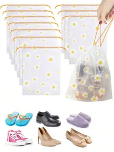 Portable, waterproof, dustproof, and transparent travel shoe bag with drawstring. Cartoon design, unisex, suitable for travel, cruises, vacations, and home use. Easy to store and carry, a must-have for home and travel.