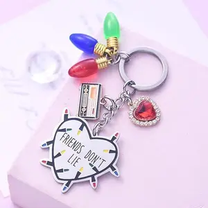 【BUY 1 GET 1 FREE】Friendship Gifts Keychain Friends Don't Lie Merchandise Halloween Collection Gift with Heart-Shaped Pendant Engraved Stainless Steel Charm 314L Material Clear Engraving Ideal for Best Friends Family and Loved Ones - Decompression Squeeze