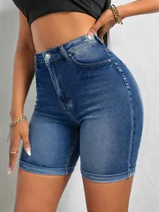 Women's High-Waisted Cotton Denim Jean Shorts, 2026 Summer Casual Bottoms with Pockets