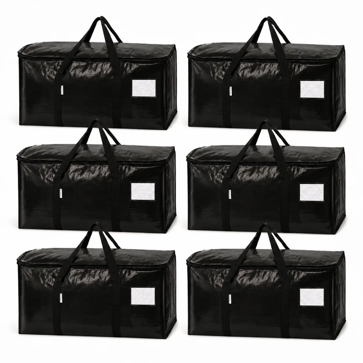 6-Pack Extra Heavy Duty Oxford Foldable Waterproof Storage Bags with Strong Zippers, Reinforced Handles, House Organizers for Moving, Storage Organization