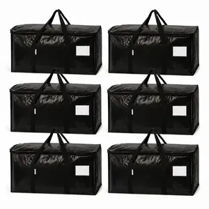 6-Pack Extra Heavy Duty Oxford Foldable Waterproof Storage Bags with Strong Zippers, Reinforced Handles, House Organizers for Moving, Storage Organization