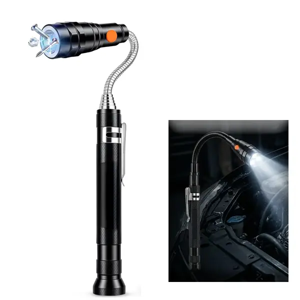 LED Telescoping Magnetic Pickup Tool with 3 Bright LEDs, Flexible Neck Flashlight Stick, Magnetic Grabber Gift for Men (Leisure & Outdoor/Indoor Recreation Equipment)