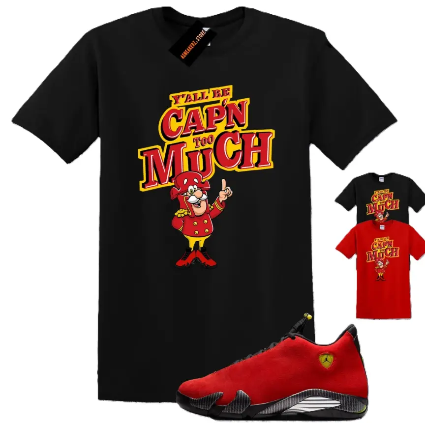 CAP'N Unisex Graphic T-Shirts To Match Sneakers 14s Challenge Red, Jordans 14 Challenge Red Outfit, Trending Shirts, Top Tshirt
