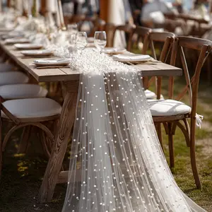 1pcs 1.6 * 3m/62.9 * 118.3inch white pearl mesh wedding/party/family gathering atmosphere, lightweight texture hanging suitable for table flags, curtains, party table flags