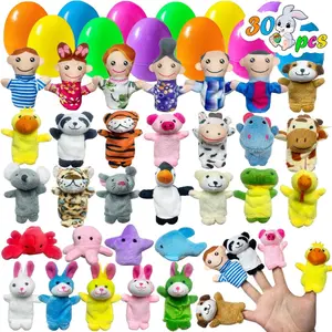30 Pcs Prefilled Easter Eggs with Mini Animal Finger Puppets Toys for Toddlers and Kids Pre Stuffed Cool Stuff Fillers for Easter Egg Hunt Easter Basket Stuffers Small Cute Farm Animal Prize Supplies
