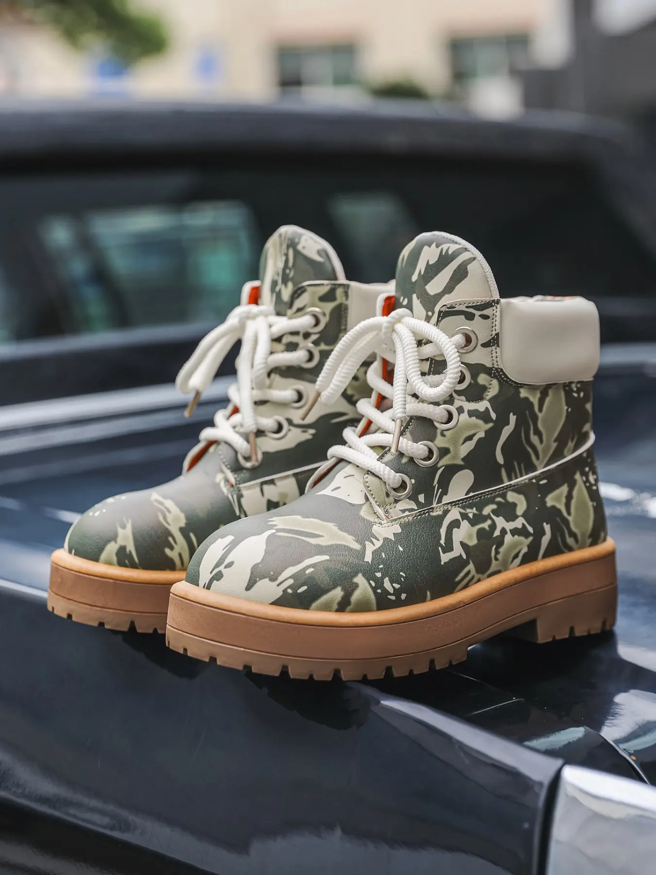 Men's Classic Mid-Calf Camouflage Boots, Western Inspired Boots, PU Leather Waterproof Anti-Slip, Durable Boots, Casual Warm Boots, Fall & Winter Outdoor Casual Streetwear