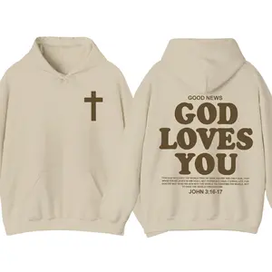 God Loves You Hoodie – Christian Bible Verse John 316 Graphic Pullover, Faith Based Cross Hoodie, Religious Inspirational Streetwear Apparel