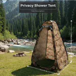 Waterproof Outdoor Shower Tent Camping Quick-Setup Privacy Tent Portable Shower & Changing Shelter Weather-Resistant Easy Storage Black & Camouflage 1pc beach picnic fishing potty