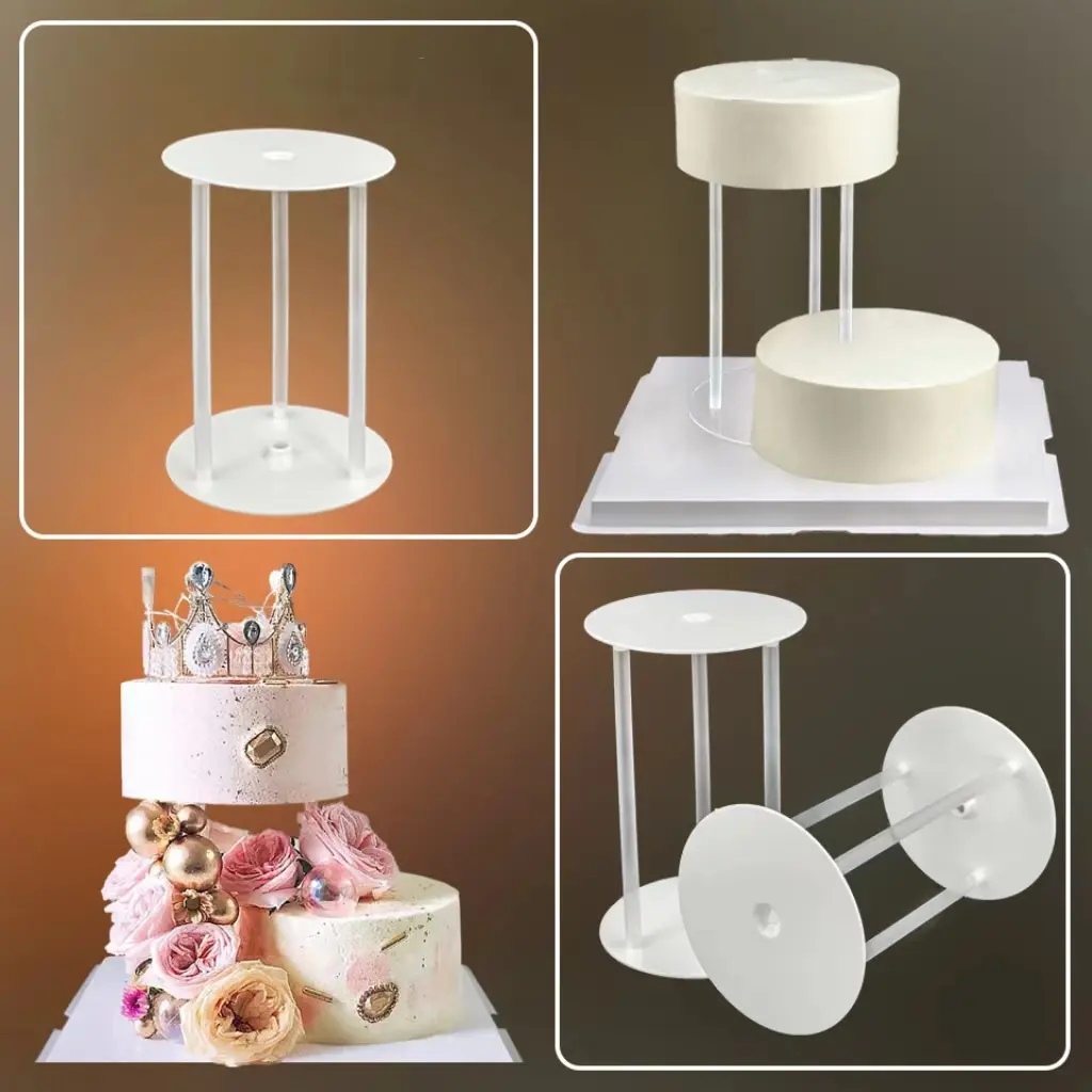 YYLIFE Tiered Cake Stacking Support Stand with Plastic Dowels and Bases - Stable and Safe Cake Construction and Stacking Solution for High-Temperature Baking，Set of 9 Dowel Rods and 3 Circle Pepa Pig Pepa Pig Bakeware Utensils