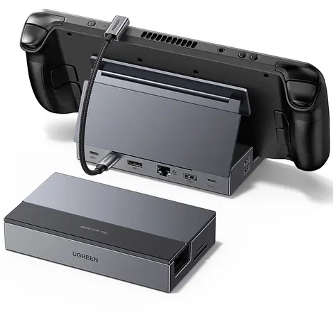 UGREEN 9-in-1 USB C Docking Station with Foldable Stand, 4K@120Hz DP Support, 100W PD Charging, 10Gbps USB A/C 3.2, Gigabit Ethernet, TF/SD Card Slots, External Data Storage for Steam Deck, ROG Ally