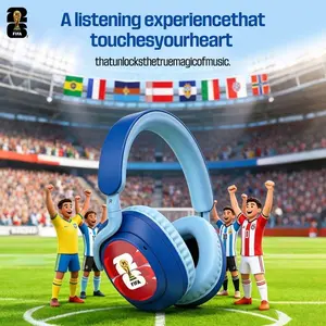 2026 FIFA World Cup Over Ear Wireless Headphones 40H Long Play Fast Charge Soft Stereo Headset For Music Sports Game Travel