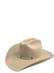 STETSON Centennial 6X Fawn Tradicionals Classic Cowboy Hat with Antique Silver Buckle & Leather Sweatband High-Quality Felt Sombrero