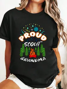 Camping Hiking SCOUTING Proud Scout Grandma Summer Casual Shortsleeve Cotton T-Shirt