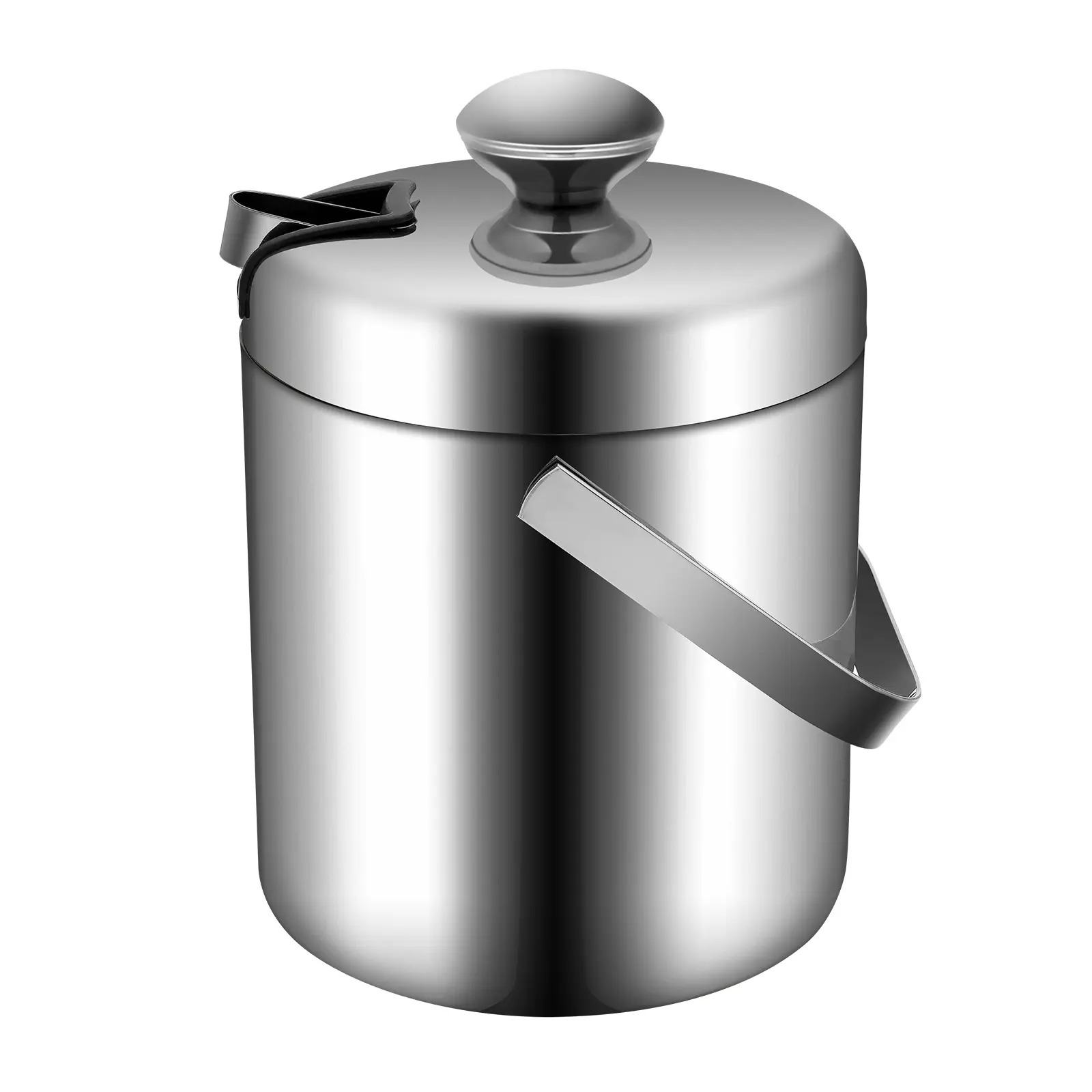1300ml Double-Wall Stainless Steel Ice Bucket with Lid and Tongs - Home Bar Accessories, 6-Hour Ice Retention Portable Insulated Cooler for Cocktail Party, Beach, Poolside; Ideal for Graduation, Father’s Day Gifts