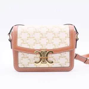 Pre-owned Celine Leather Crossbody Bags Triomphe Shoulder Bag Triomphe Coated Canvas Teen