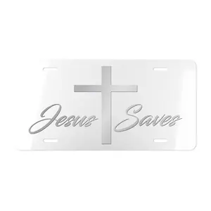 Jesus Save White License Plate
