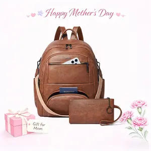 Leresas 35L Vegan Leather Backpacks for Women with Small Wallet & Removable Strap, Carry-On Traveling Backpacks for School, Hiking Overnight Carry Luggage, Laptop Backpacks for Men Backpack Purse, A Great Mother's Day Gift summervibes
