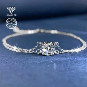 925 Sterling Silver 1 Carat 5A CZ Multi-functional Light Luxury Women's Bracelet - Ideal for Daily Wear, Birthdays, Valentine's Day, Christmas, Halloween, Thanksgiving, New Year, Casual Wear, Vacations, Parties, Weddings - Women's Jewelry Gift