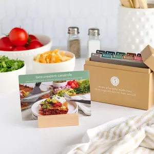 Meal Planner with 72 Recipe Cards (5 Ingredients or Less – Photo Edition) | Weekly Menu Planner | Sturdy Box | 12 Reusable Grocery Lists | 5 Blank Recipe Cards | Card Protector | Recipe Ideas