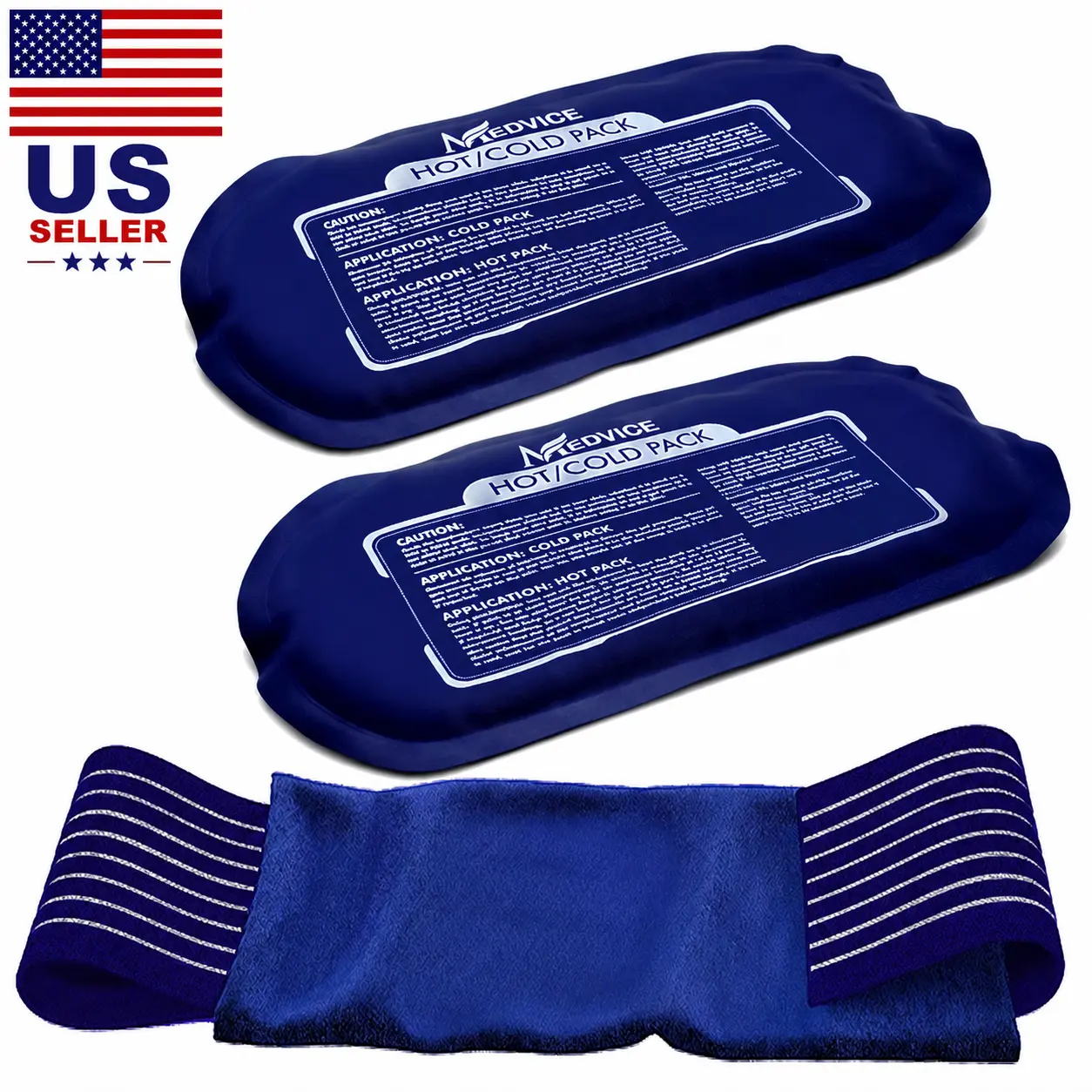 Gel Ice Packs - Muscle Soreness and Body Inflammation Support - Adjustable & Flexible for Knees, Back, Shoulders, Arms & Legs