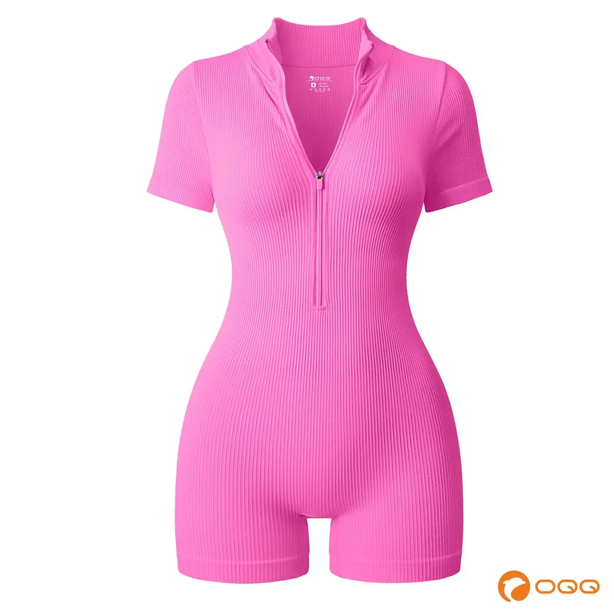 OQQ-Nine cents Women Yoga Rompers Workout Ribbed Short Sleeve Zip Front Exercise Rompers OQQ-Nine cents Women Yoga Rompers Workout Ribbed Short Sleeve Zip Front Exercise Rompers