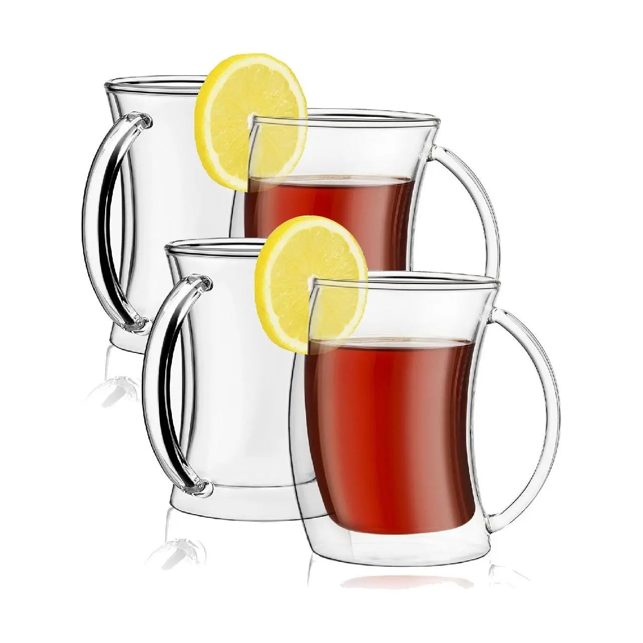JoyJolt Set of (4) 10-oz Caleo Double Wall Coffee/Tea Glasses
