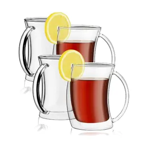 JoyJolt Set of (4) 10-oz Caleo Double Wall Coffee/Tea Glasses