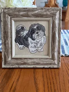 Shihtzu Dog Machine Embroidered and Framed! Unique Canine Charm Tabletop Decor for Home or Office! Other Designs and Breeds Available! Desktop Decoration Signs