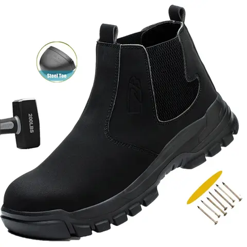 Dian Sen Men's Steel Toe Mesh Safety Boots - Slip-On Minimalist Athletic Walking Shoes with Breathable Fabric, Flexible Durable Sole, Anti-Smash, Puncture-Proof, Non-Slip, Antimicrobial Features for Construction Workers, All Seasons Heavy Duty Footwear
