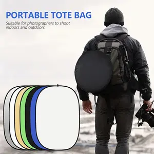 100x150cm 7-In-1 Oval Reflector Pro, Premium Collapsible Disc, Soft Silver Color, Diffuser, Chroma Key & Blue