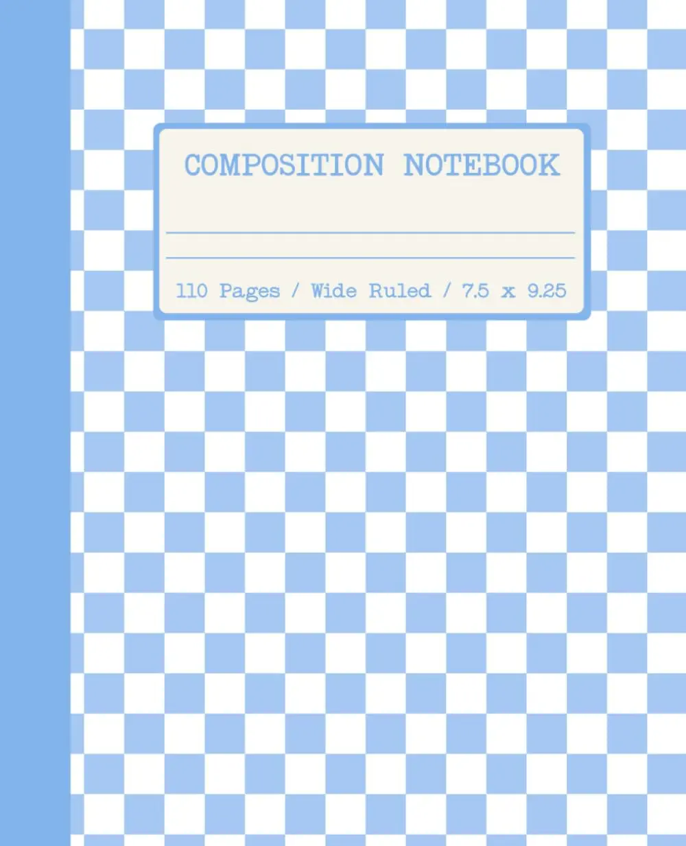 Composition Notebook Wide Ruled: Cute Preppy Blue Check Aesthetic Journal for Girls, Women, School, University, Work, Office, Writing