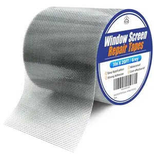 Grey Window Screen Repair Tape,3inX20FT Heavy Duty Screen Repair Kit for Window Screen and Screen Door Tears Holes, Adhesive &  Window Screen Patch