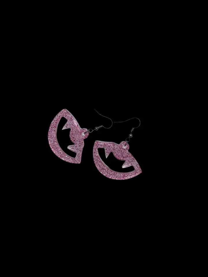 Vampire Fang Earrings Pink Glitter Halloween Accessories Quirky & Playful Design Perfect for Statement Making