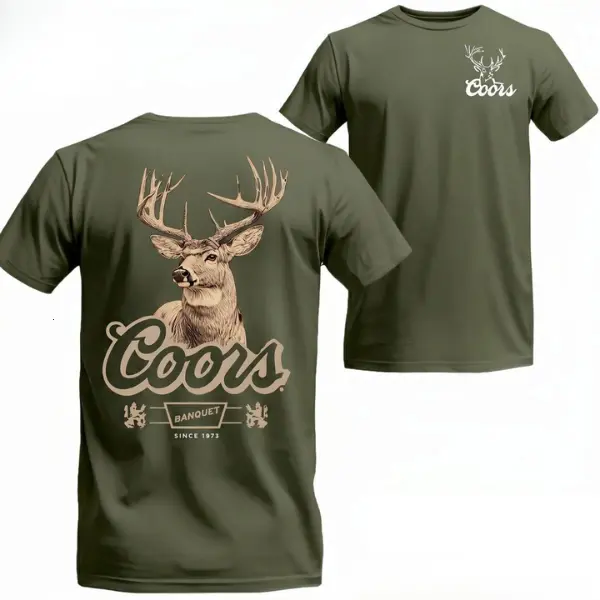Vintage Whitetail Buck Deer Graphic Tee | Perfect Gift for Beer Enthusiasts and Nature Fans | Soft Cotton Short Sleeve Hunting and Camping Top