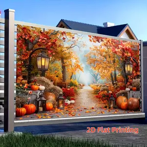 Autumn Harvest Background Banner Tapestry, Pumpkin Maple Leaf Vintage Lantern Decor, Thanksgiving Halloween Birthday Photo Booth Backdrop