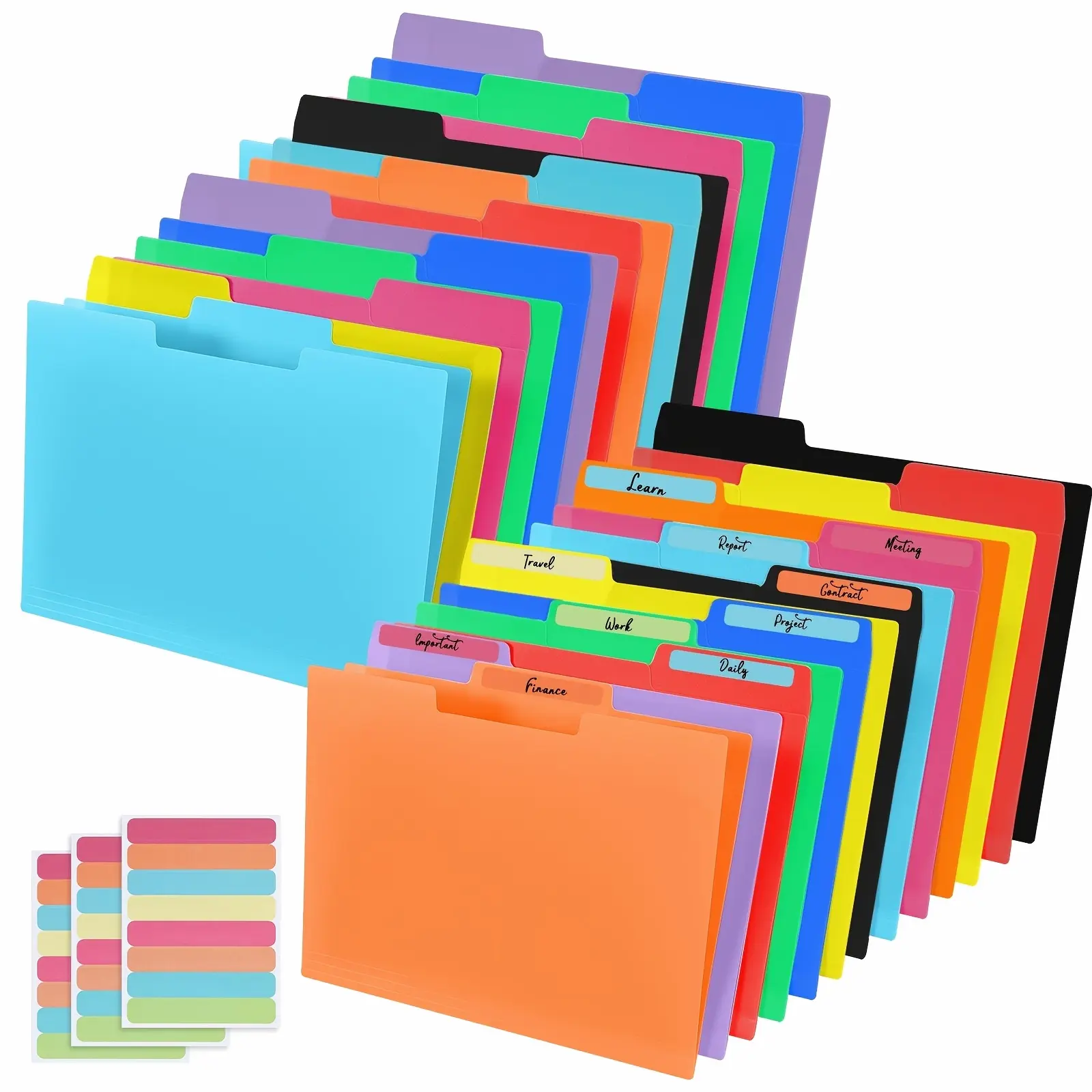 27/54 Pack 9 Colors Plastic Manila Folders, Back to School Letter A4 Size, Poly Filing File Folder - Heavy Duty 1/3 Cut Tab, Classroom Organization for Office Teaching Students School And Home, Clear Plastic Transparent Colorful Document Storage