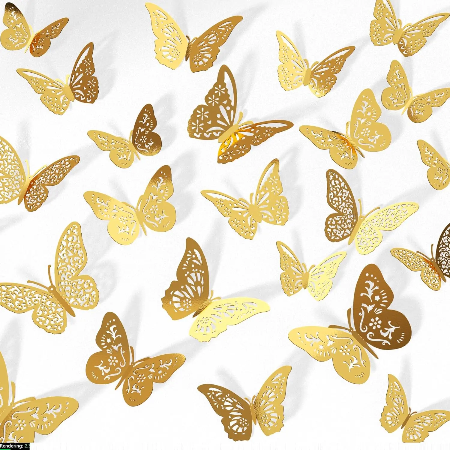 48 Pcs Gold 3D Butterfly Decorations, 4 Styles 3 Sizes, Butterfly Wall Decor, Party Decorations, Butterflies for Crafts, Bouquet, Cake Decorating, Flower Arrangements, Room Decor