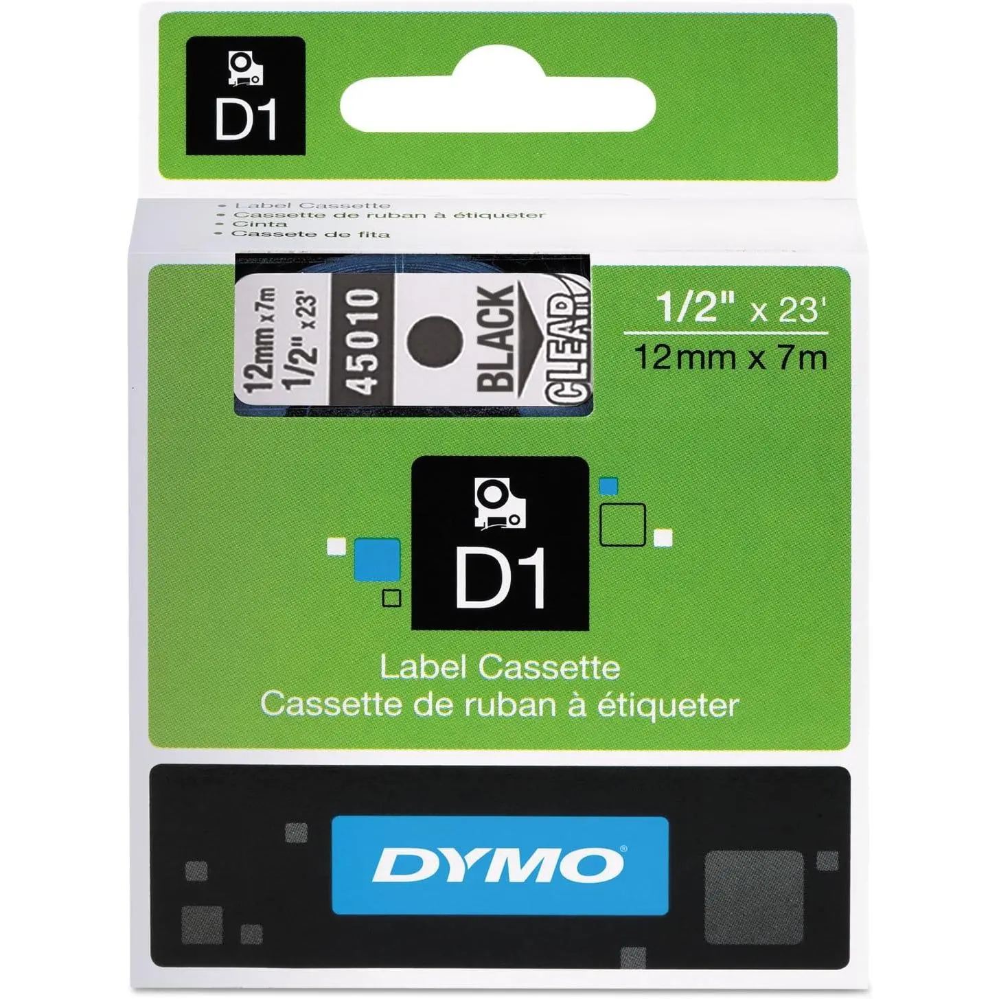 D1 Standard Tape Cartridge for Label Makers, 0.5" x 23'