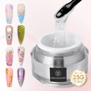 TRICOLOR FISH Nail Rhinestone Glue Gel with Brush Pen Set, 35G Top Coat Clear Nail Gem Glue Wipe-Off Super Strong Adhesive Nail Art Glue Gel for Nail Decorations 3D Stones Charms Flowers, Nail Lamp Neede,summerwins