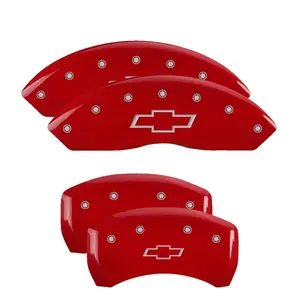 MGP 4 Caliper Covers Engraved Front & Rear Bowtie Red finish silver