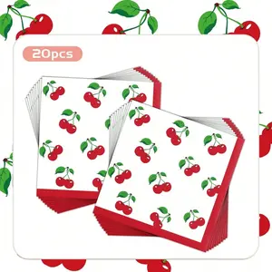 Cherry Decorations Napkins, Cherry Napkins Disposable Red Cherry Fruits Paper Napkins Cherry Themed Decor For Girls Birthday Party Baby Shower Decorations wall art