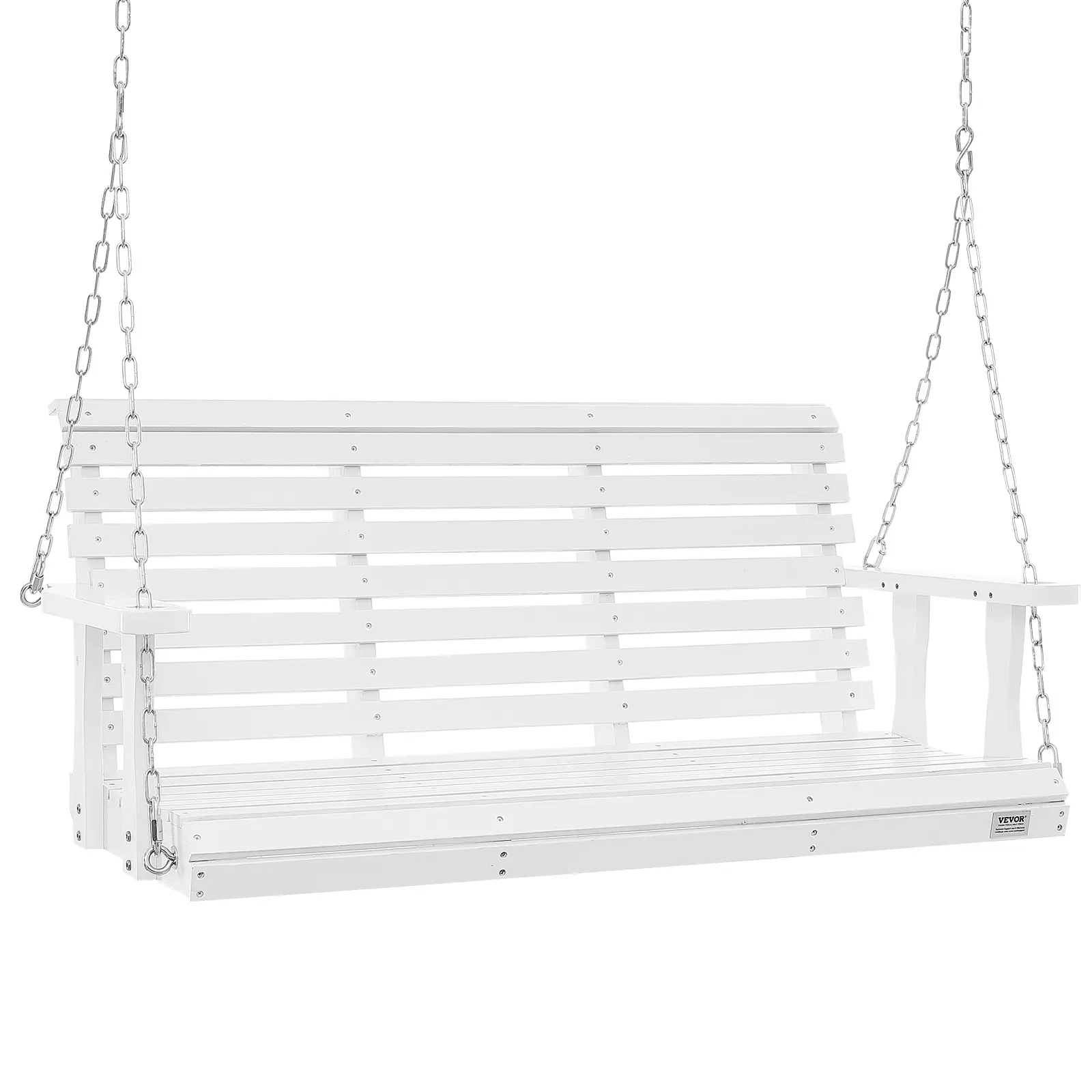 【Summerfinds】VEVOR Wooden Porch Swing 4.5 ft Patio bench swing for Courtyard & GardenUpgraded 880 lbs Strong Load CapacityHeavy Duty Swing Chair Bench with Hanging Chains for OutdoorsWhite