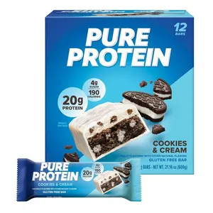 Pure Protein Chocolate Peanut Butter Protein Bars – 20g Protein, 3g Sugar, 190 Calories (12 count) Low Sugar* High Protein Snack - Gluten Free - Perfect for a Healthy Snack