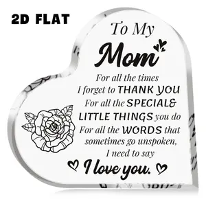 1pc Acrylic Heart-Shaped Decorative Plaque for Mom - Thank You Message Keepsake, Perfect for Mother’s Day, Birthday, or Special Occasion, Mother's Day & Birthday Gifts for Mom