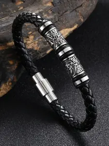 1pc Men's Bracelet, Hand-woven Men's Wristband - Elegant Multi-layer Adjustable Wristband, Durable Daily & Party Jewelry Gift for Him