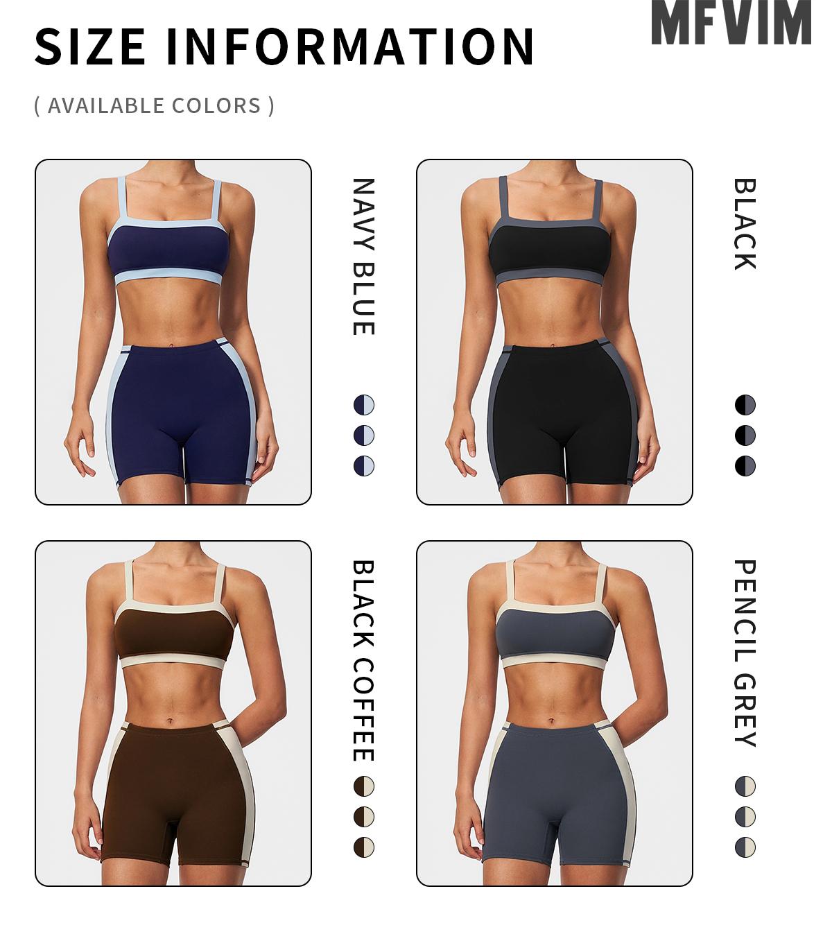 MFVIM Women’s slimming slim-fit color-block fitness set: square-neck thin-strap sports tank top with a beautiful back design, high-waisted tummy control and butt-lifting three-inch yoga shorts set,travel essentials,camping essentials